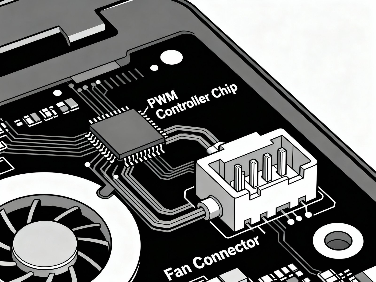 Laptop motherboard cpu fan control section