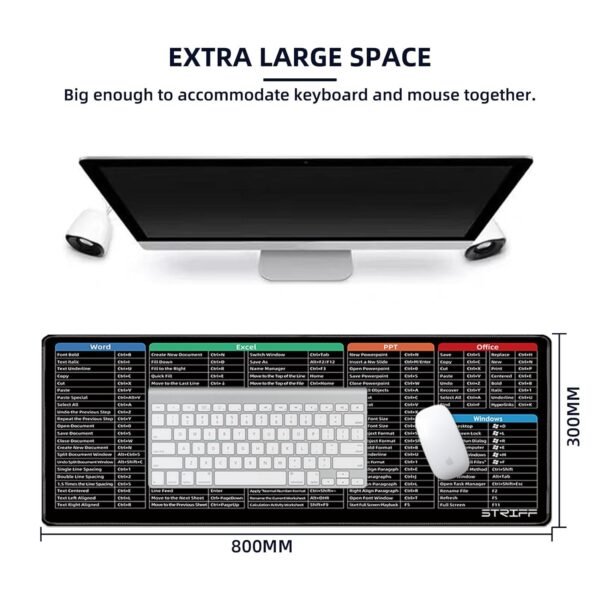 mouse pad full size short cut keys printed
