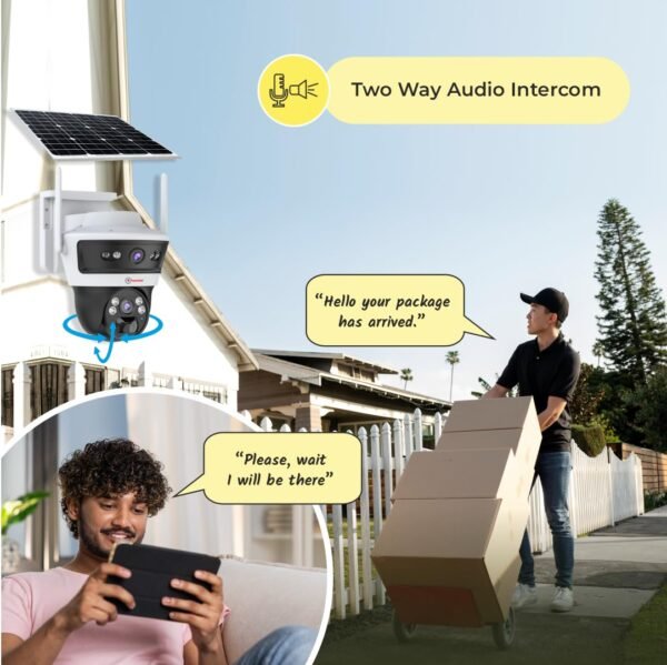 Trueview 3+3Mp 4G Mini Pt Solar Powered Linkage Security Camera, 1296p Advanced CCTV Surveillance Solution, Outdoor Camera, Water Proof, 2 Way Talk - Image 3